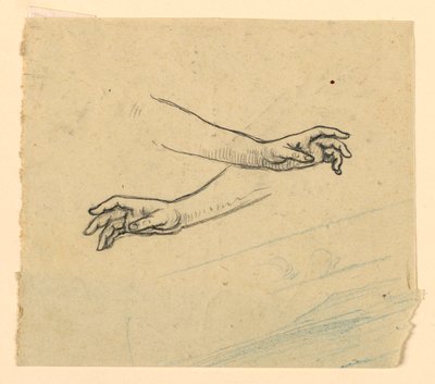 Studie van twee handen die reiken door Elihu Vedder