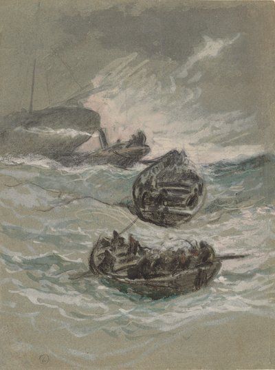 Het schipbreuk, ca. 1880 door Elihu Vedder