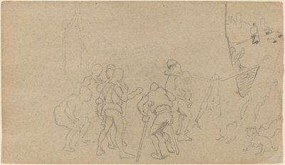 Dorpsscène, ca. 1859 door Elihu Vedder