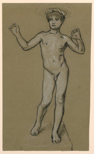 Figuurstudie voor een fonteinontwerp door Elihu Vedder