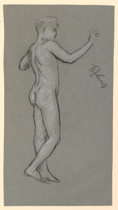 Figurenstudie voor een fonteinontwerp door Elihu Vedder