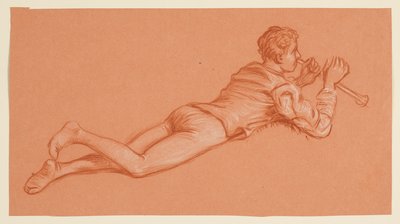 studie van een mannelijke gekostumeerde figuur door Elihu Vedder