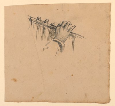 studie van handen die een fluit vasthouden door Elihu Vedder