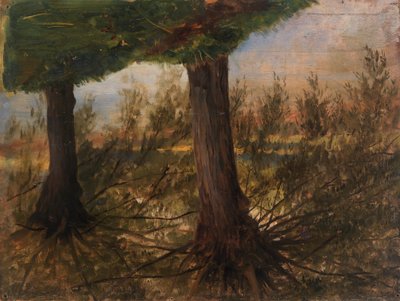 Bomen naast een stroom door Eliphalet Frazer Andrews