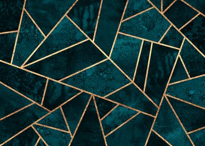 Teal-goudkleurig geometrisch mozaïek door Elisabeth Fredriksson