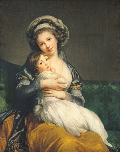 Zelfportret in een Tulband met haar Kind door Elisabeth Louise Vigee Lebrun