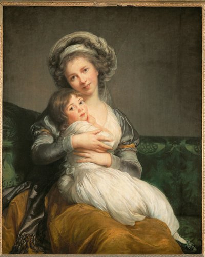 Vigee-Le Brun, zelfportret, en haar dochter Julie ... door Elisabeth Louise Vigee-Lebrun