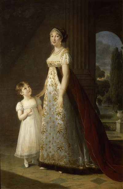 Portret van Caroline Bonaparte 1782-1839, koningin van Napels en Sicilië, met haar dochter, Letizia, 1807 door Elisabeth Louise Vigee Lebrun