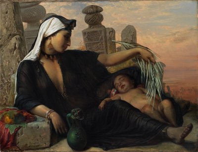 Een Egyptische Fellah Vrouw met haar Baby door Elisabeth Maria Anna Jerichau Baumann