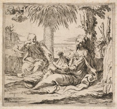 Rust op de vlucht naar Egypte door Elisabetta Sirani