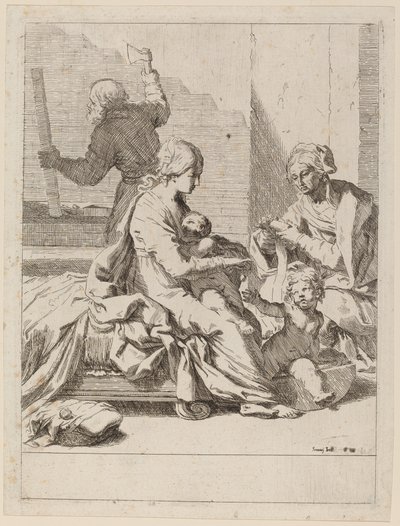 De Heilige Familie met Sint-Elizabeth en Sint-Jan de Doper door Elisabetta Sirani