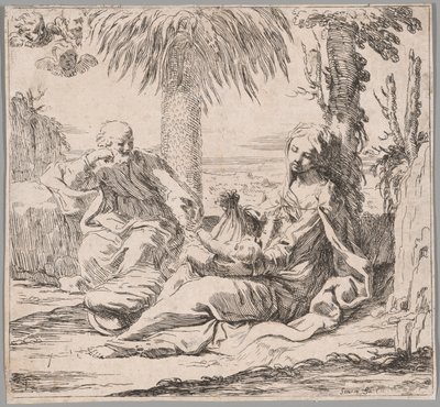 De rest op de vlucht naar Egypte door Elisabetta Sirani