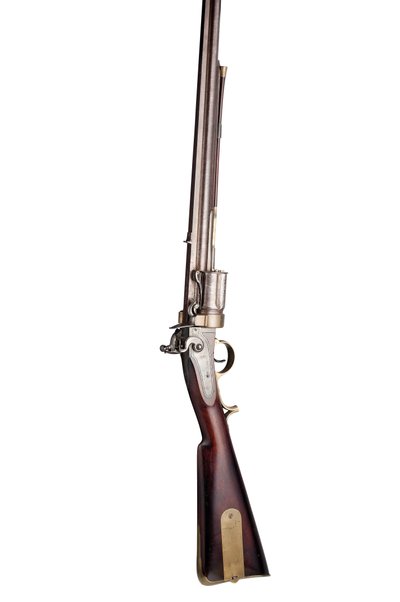 28-kaliber Collier patent vijf-schots hand-geroteerde vuursteen revolvergeweer van militair type, c.1819-20 door Elisha Haydon Collier
