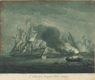 Scheepvaartscène uit de Collectie van Onuphrij Edwin door Elisha Kirkall after Willem van de Velde the Elder