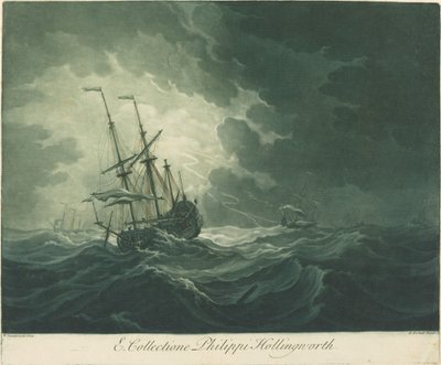 Scheepvaartscène uit de Collectie van Philip Hollingworth door Elisha Kirkall after Willem van de Velde the Elder