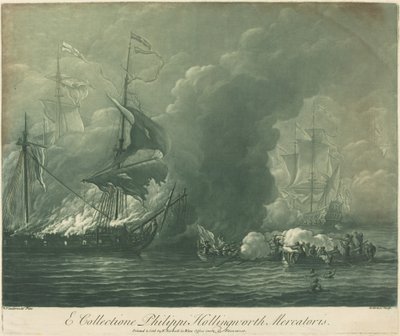 Scheepvaartscène uit de Collectie van Philip Hollingworth door Elisha Kirkall after Willem van de Velde the Elder
