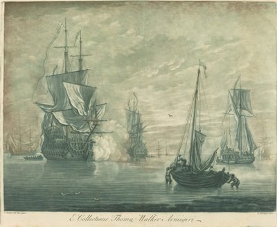 Scheepvaartscène uit de Collectie van Thomas Walker door Elisha Kirkall after Willem van de Velde the Younger