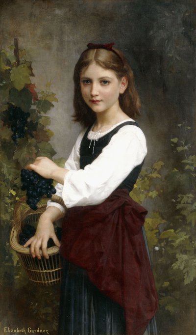 Een jong meisje met een mand druiven door Elizabeth Jane Gardner Bouguereau