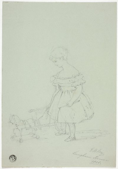 Meisje met Speelgoedpaard bij Langham House door Elizabeth Murray