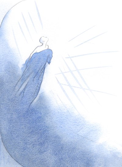 Een overleden ziel (een goed persoon) kwam tevoorschijn uit een dunne cocon van eigenliefde, en was al die tijd op weg naar de glorie van de Hemel door Elizabeth Wang
