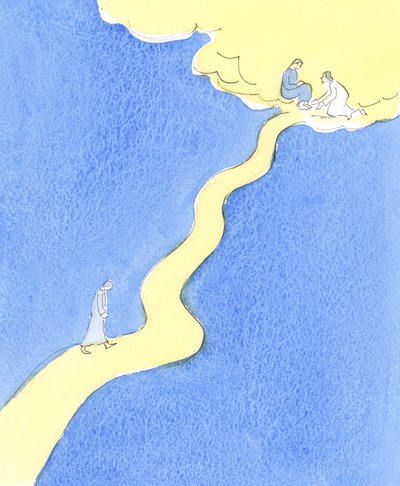 Een persoon die, uit liefde voor God, haar naaste liefheeft en dient, loopt een moeilijke weg naar de hemel, met steile beklimmingen door Elizabeth Wang