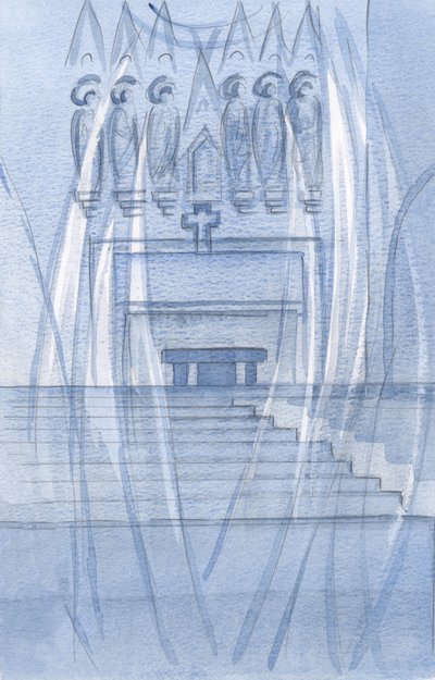 Engelen aanbidden waar Christus ook aanwezig is, ondanks duisternis of kou. door Elizabeth Wang