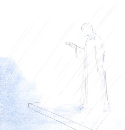 Zoals de priester het heilige kruisteken maakte en ons zijn zegen gaf, zo deed ook Christus onze Hogepriester door Elizabeth Wang