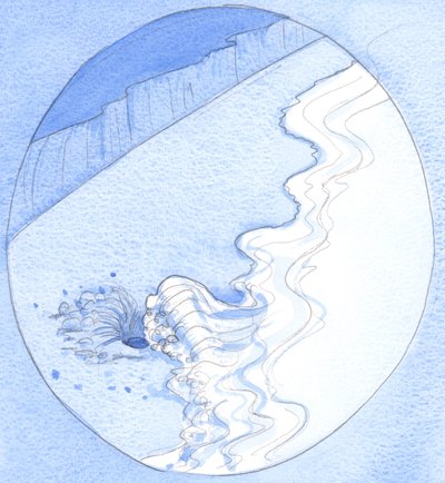 Zoals wanneer een holte in het zand wordt geschept, de golf van de oceaan binnenstroomt, zo stroomt het goddelijke leven in een ziel die door liefde 