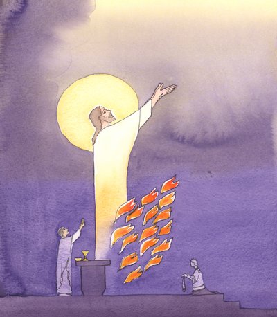 Bij de mis bidden we met Christus die zich in de brandende liefde van de Heilige Geest tot de Vader uitstrekt door Elizabeth Wang