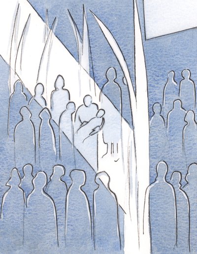 Bij de doop zag ik de pure, vurige vreugde van de beschermengel van het kind, die zich verheugde bij het zien van het Goddelijke Leven in de ziel van het kind. door Elizabeth Wang