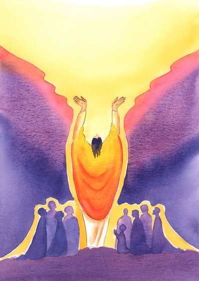 Omdat Jezus Christus zowel God als mens is, en aanwezig onder ons tijdens de Mis door Elizabeth Wang