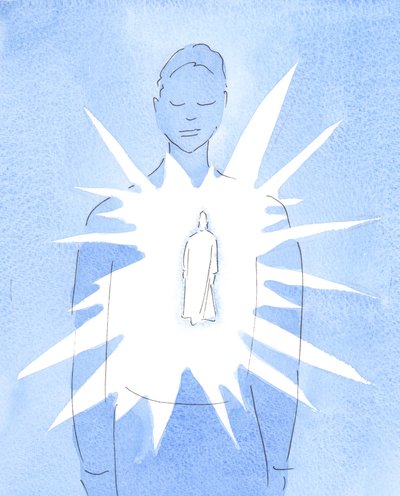 Door de Heilige Geest is Christus aanwezig in de ziel van de gedoopte persoon, stralend van Zijn liefde en wijsheid, de ziel verlichtend met goddelijke vreugde en goedheid door Elizabeth Wang