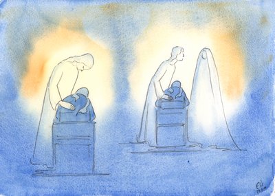 Christus en Zijn moeder zijn blij wanneer we ons tot hen wenden met de eenvoud en het vertrouwen van een kind door Elizabeth Wang