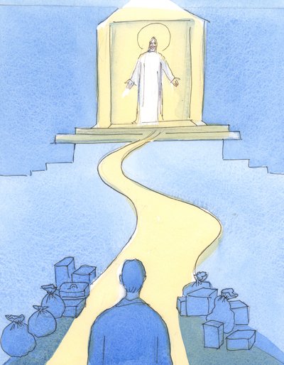 Christus wacht op ons bij het tabernakel, alsof bij de 