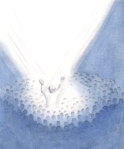 Christus is hier bij ons aanwezig tijdens de Mis, echt menselijk, vanuit ons midden Zijn sublieme Offer brengend namens Zijn broers en zussen door Elizabeth Wang