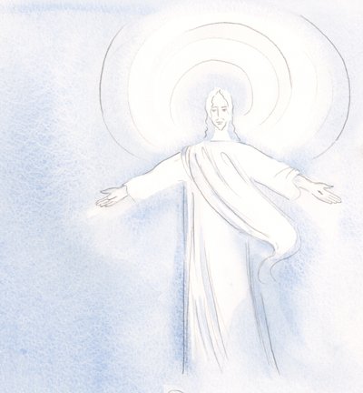 Christus houdt ervan zijn vrienden te begroeten in de Heilige Communie door Elizabeth Wang