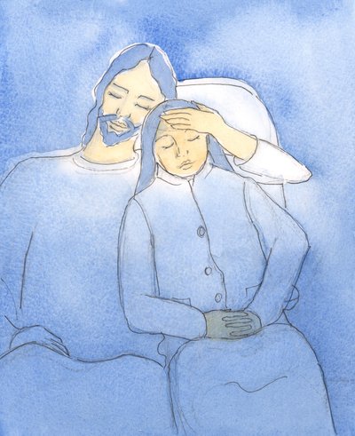 Christus verwelkomt graag Zijn vrienden in de Heilige Communie door Elizabeth Wang