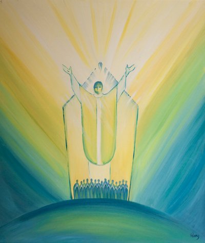 Christus onze Hogepriester bidt met ons en voor ons tijdens de Mis. door Elizabeth Wang