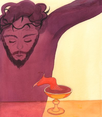 Christus goot Zijn levensbloed voor ons uit op Golgotha door Elizabeth Wang