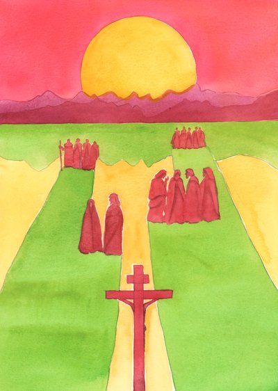 Christus zag vanaf het kruis een menigte toeschouwers: de verbaasden, de nieuwsgierigen, de vijandige en de sympathieke door Elizabeth Wang