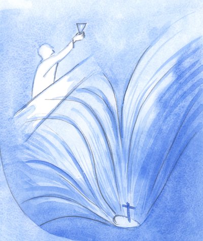 Christus sprak met grote moed tot Zijn apostelen, terwijl Hij de beker van Zijn Bloed vasthield en Zijn 