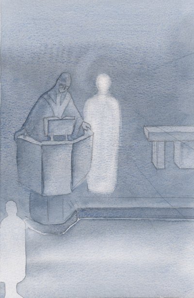 Christus stond naast de priester die het Heilige Evangelie aan ons allen voorlas, dat Christus
