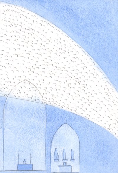 Tijdens het Heilige Offer kijken duizenden stralende, heilige gezichten neer op onze viering door Elizabeth Wang