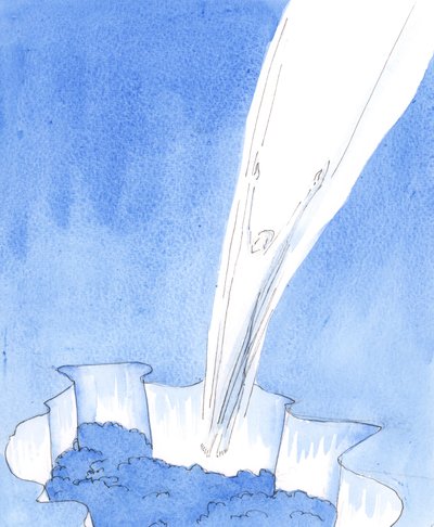 Dat de zondeloze Christus in een zondige wereld kwam, was als een sprong in een beerput, 2005 (aquarel op papier) door Elizabeth Wang