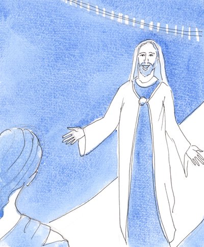 God de Vader kijkt met oneindige vriendelijkheid toe wanneer iemand die in de deugd heeft gefaald, daarna berouw heeft getoond door Elizabeth Wang