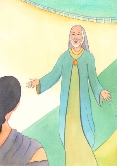 God de Vader kijkt met oneindige vriendelijkheid toe wanneer een persoon die in de deugd heeft gefaald, daarna berouw heeft getoond door Elizabeth Wang