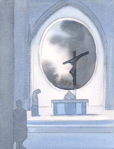 Ik zag een venster in de tijd, en onze lieve Heer die hulpeloos aan het kruis hing door Elizabeth Wang