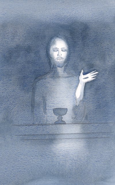 In Zijn barmhartigheid komt Christus dagelijks naar ons altaar, terwijl we Hem verwelkomen, in de duisternis van het geloof door Elizabeth Wang