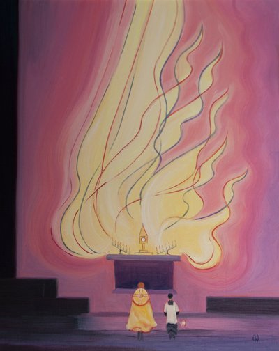 In ons heiligdom, in Christus, vooral bij de Expositie van het Heilig Sacrament, hebben we voor ons de volheid en de glorie van de Godheid, en worden genaden over ons uitgestort. door Elizabeth Wang