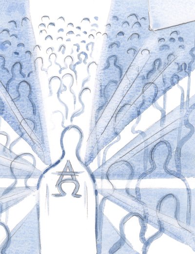 In de ziel die de Heilige Drie-eenheid aanbidt, is God de eerste en de laatste, Alfa en Omega, daar door de ziel op de troon gezet door het toestemmen in Gods wil door Elizabeth Wang